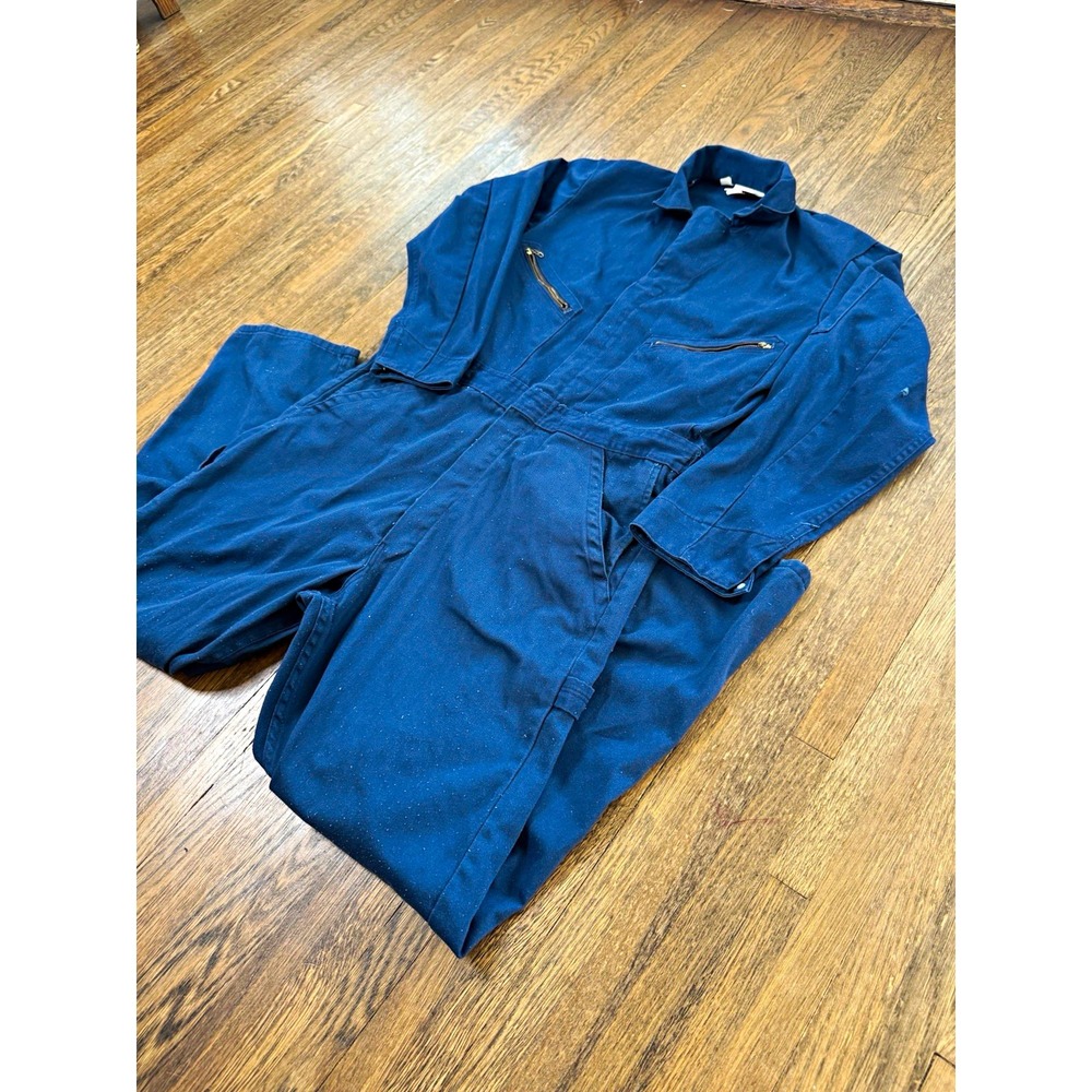 Dickies Long Sleeve Coveralls Size 42 Medium Navy Blue Workwear Mechanic Suit
